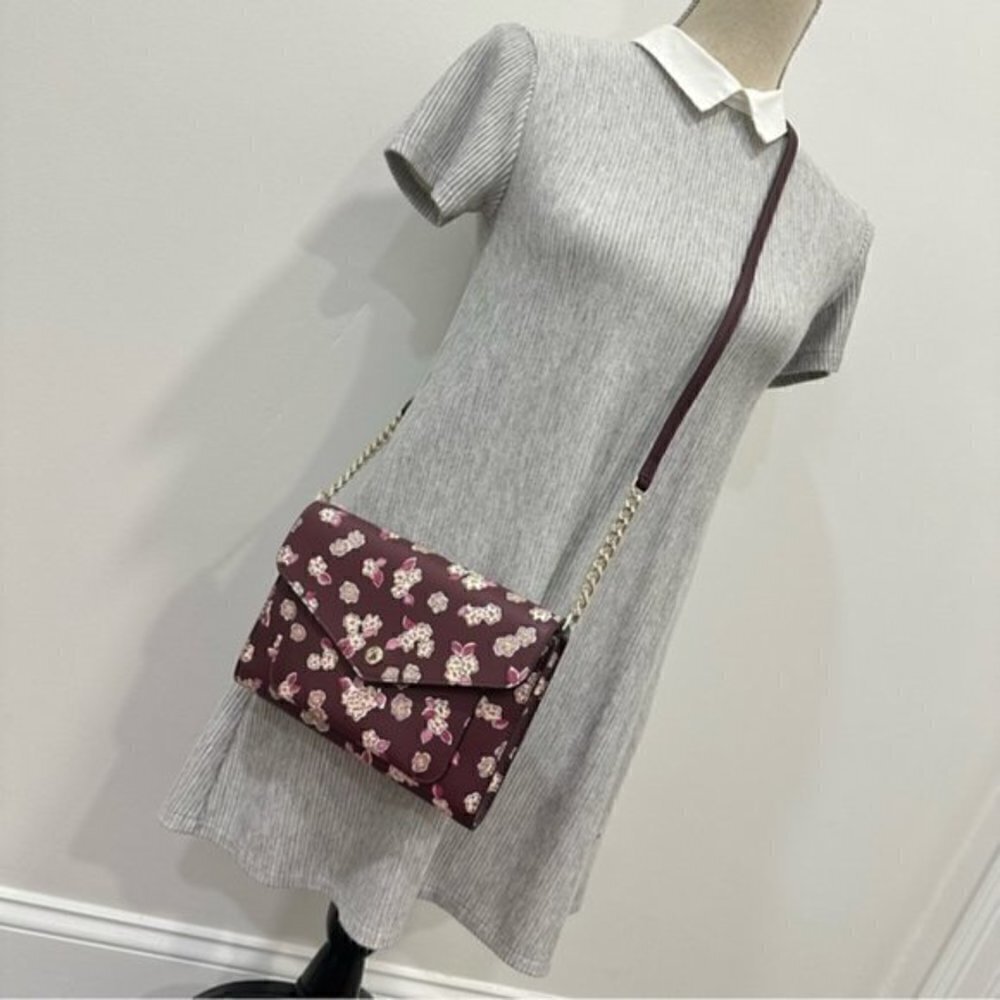 Kate Spade Tinsel Flap Crossbody Clutch Bag with Floral Print - Picture 13 of 14